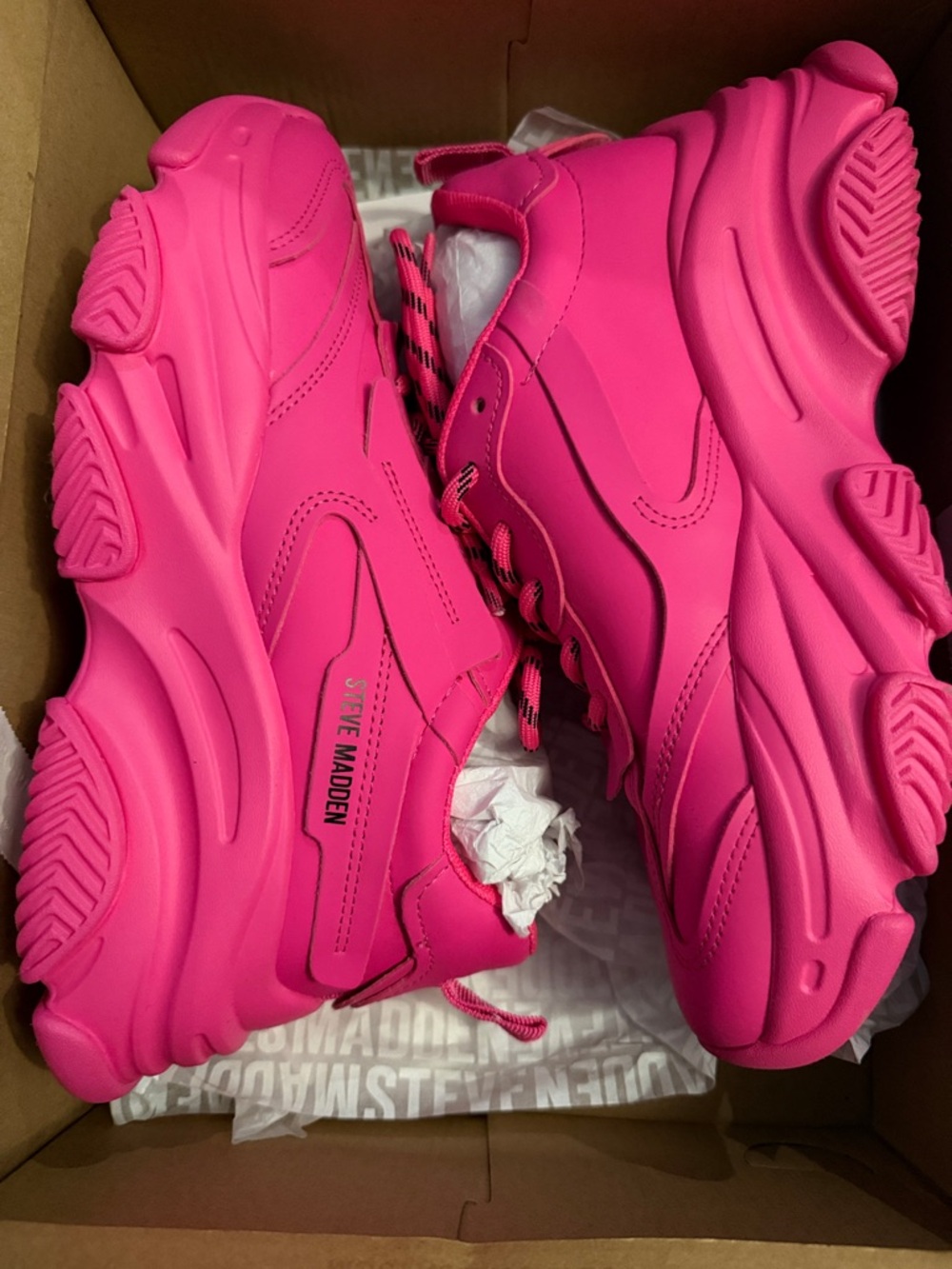 Steve Madden Neon Pink Platform Sneakers